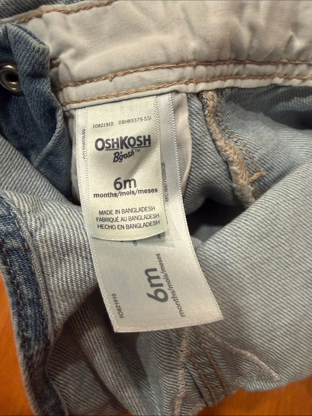 OshKosh B'gosh Light Blue Denim Overalls with White Heart Print size 6 months